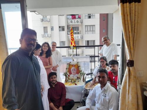 Flag hoisting program at Dr. Uma Dutta's residence (1)